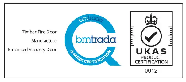 BM Trada timber fire door manufacture enhanced security door logo